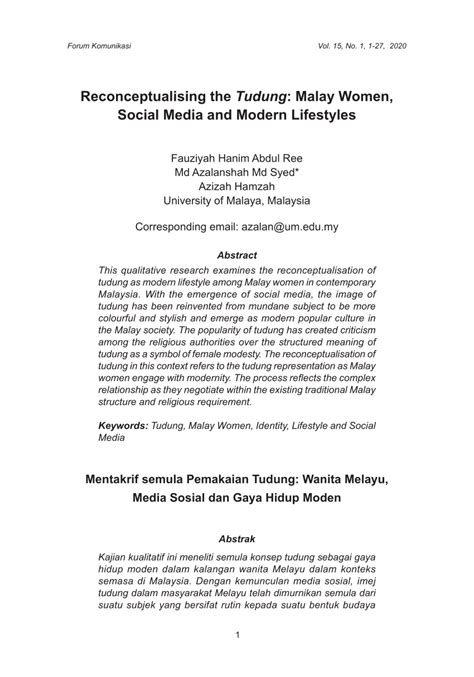 (PDF) Reconceptualising the Tudung: Malay Women, Social。